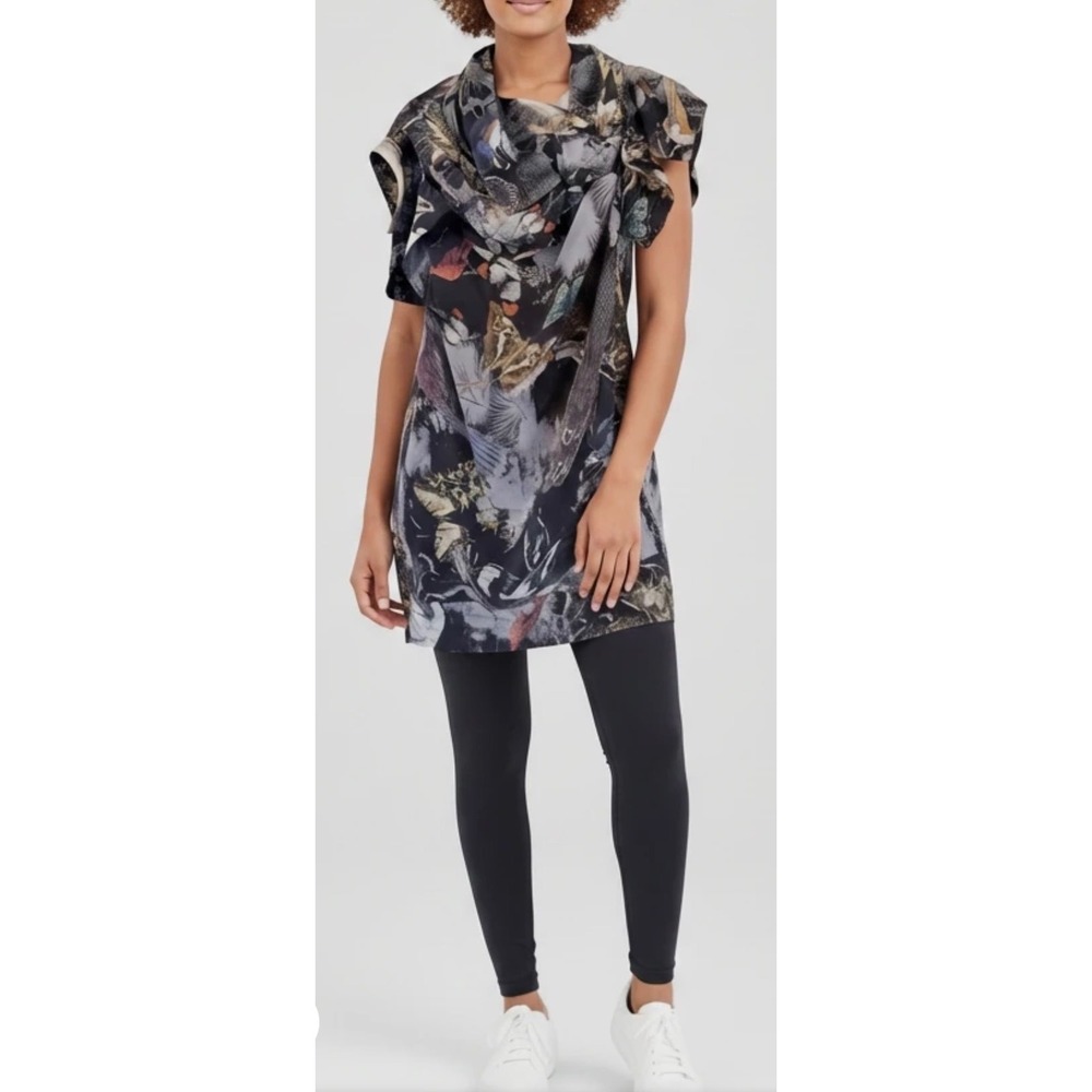 AllSaints Spitalfields Spring Forest Nami Dress 100% Silk Draped Mini Dress US10